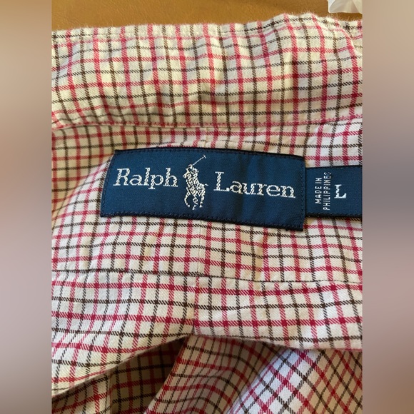 Polo Ralph Lauren Vintage Mini Check Print Cotton Button Down Shirt Size L - Picture 5 of 5